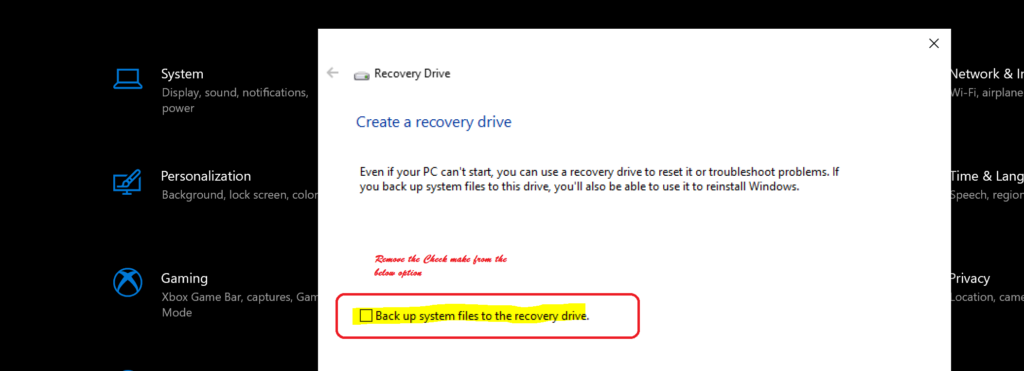 Create the USB recovery drive for Surface Device