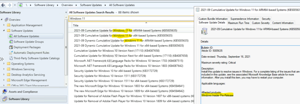 Enable Windows Insider Pre-release Patching using SCCM