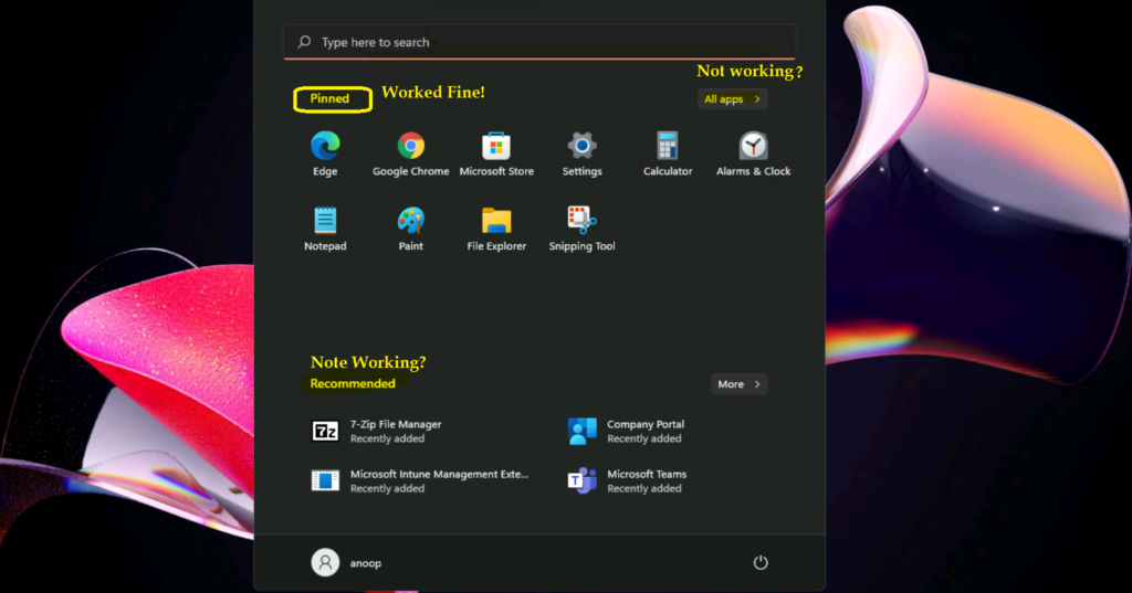 Results - Start Menu Layout Customization for Windows 11