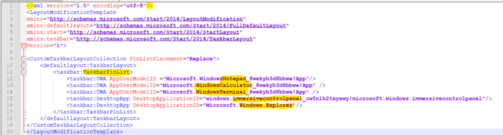 Create Windows 11 Custom Taskbar Layout XML