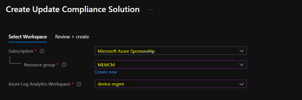 Configure Update Compliance with Azure Subscription and Log Analytics