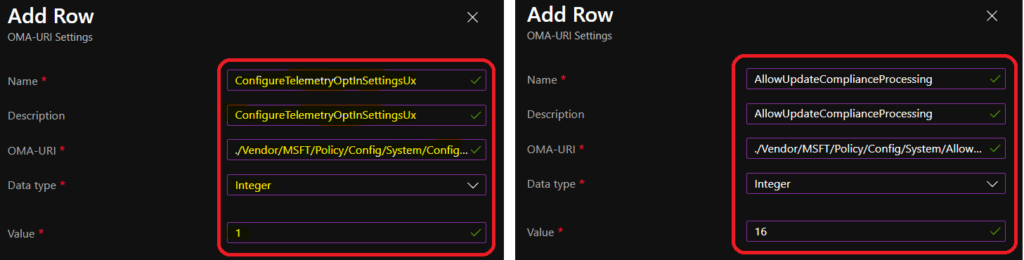 Intune Update Compliance Data Collection Policy