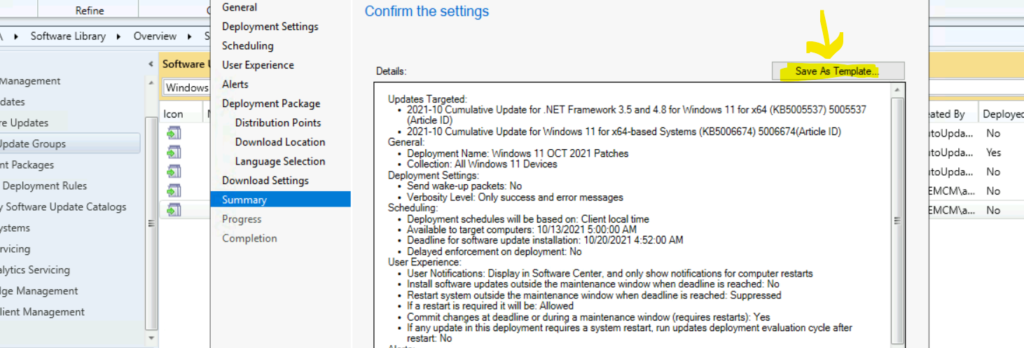 Windows 11 Patch Deployment Save as Template