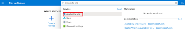 Azure Portal - Select Availability Sets