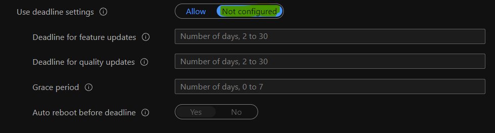 Intune Patching - Deadline Configurations