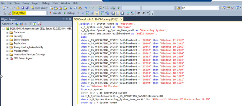 SCCM Report for Windows 11 Version Count Dashboard