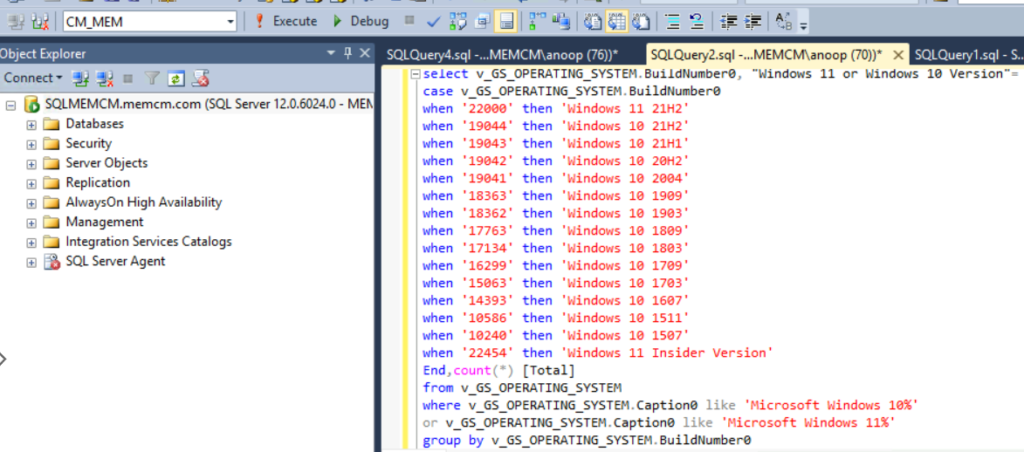 SCCM Report for Windows 11 Version Count Dashboard