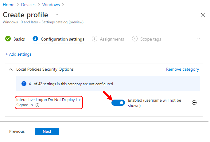 Interactive Logon Do Not Display Last Signed In - Enabled 