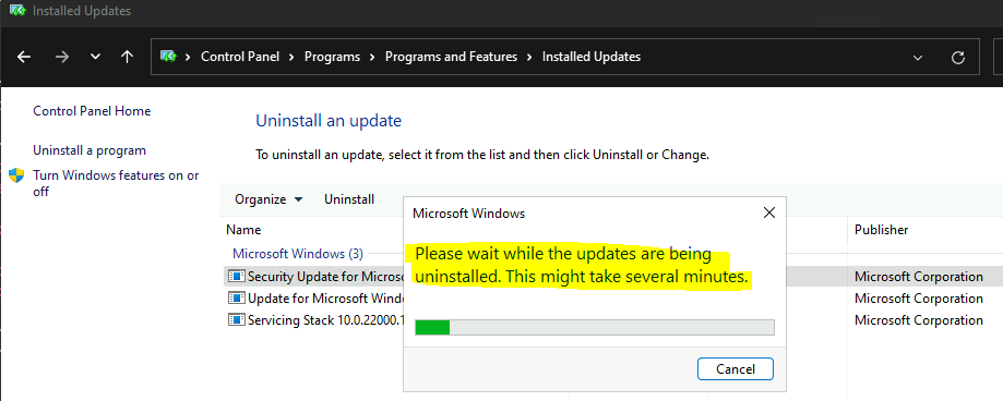 Remove Windows 11 Update Patch Latest Cumulative Update 1