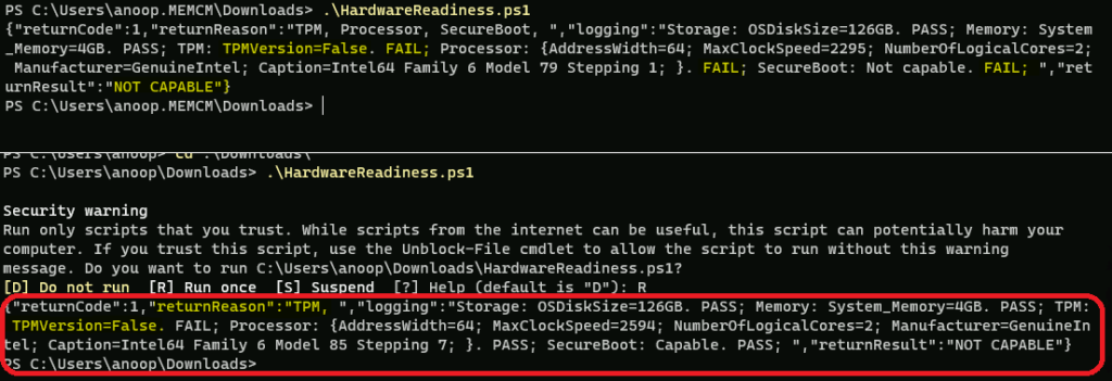 Deploy Windows 11 Hardware Readiness PowerShell Script using SCCM and Intune