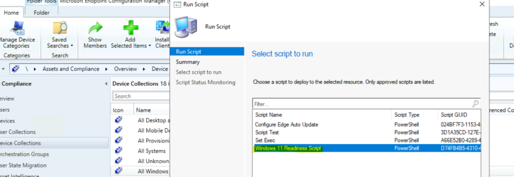 Deploy Windows 11 Hardware Readiness Script using SCCM