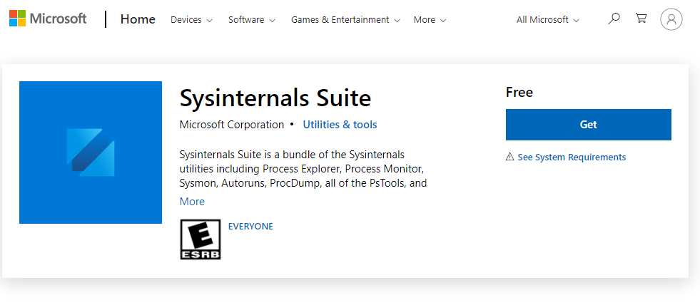 SysInternals Suite - Quickly Install SysInternals Suite from Microsoft Store