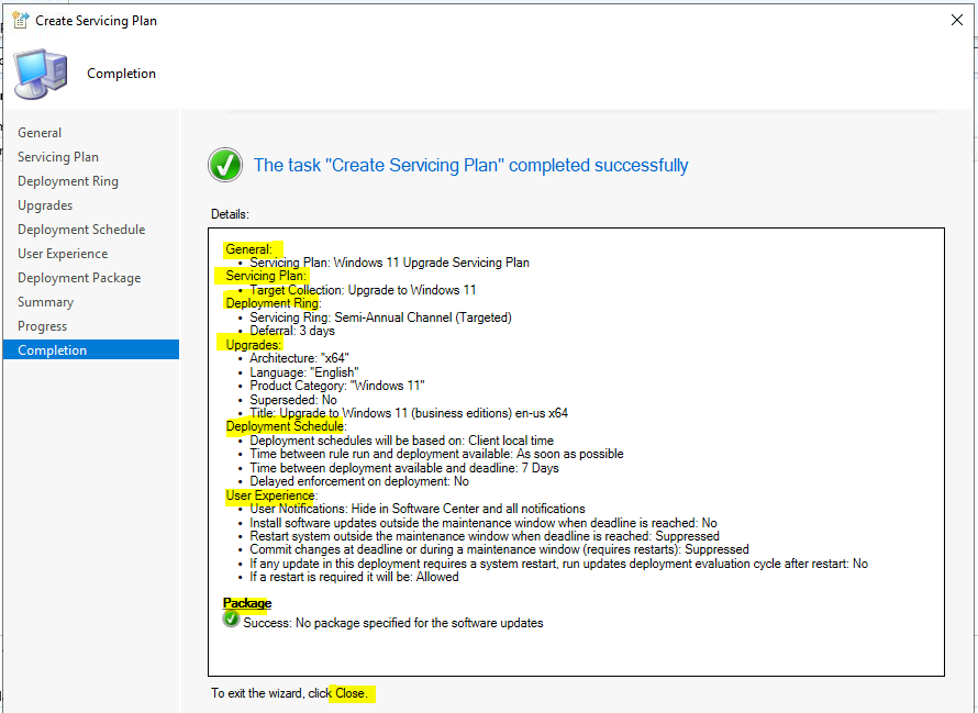 SCCM Servicing Plans for Windows 11 in-place Upgrade 2