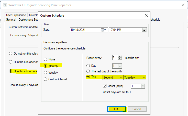 Run Windows 11 Servicing Plan - Evaluation Scehedule