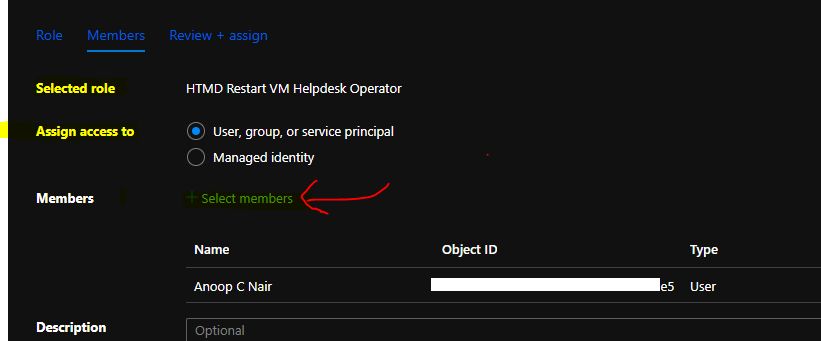  Assign Custom Azure RBAC Role to a user  -  Restart VM Helpdesk Role for AVD