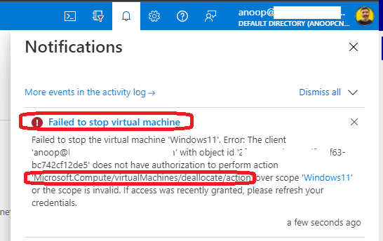 Restart VM Helpdesk Operator Azure RBAC Custom Role for AVD 3