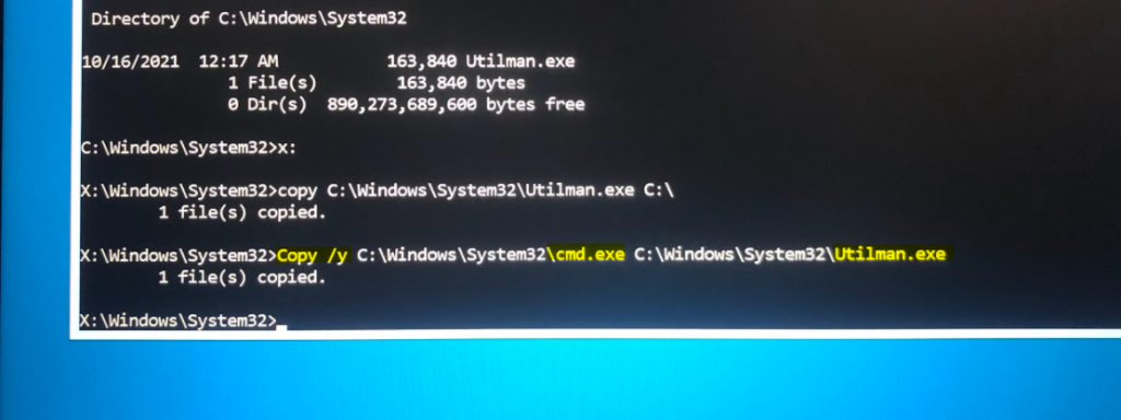 Reset Local Admin Password for Windows 11 using utilman.exe