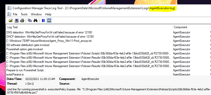 Intune Management Extension Logs -  AgentExecutor.log
