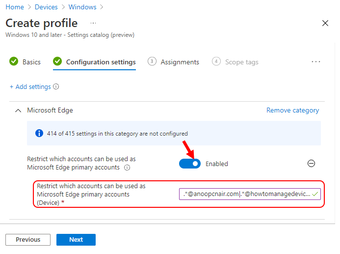 Restrict Microsoft Edge Personal Accounts Sync Using Intune 2