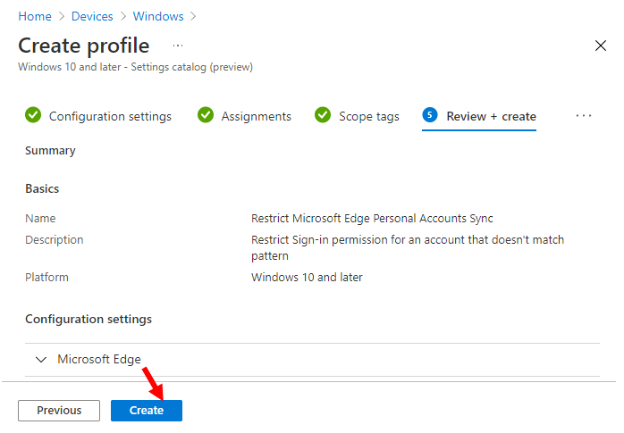 Restrict Microsoft Edge Personal Accounts Sync Using Intune 4