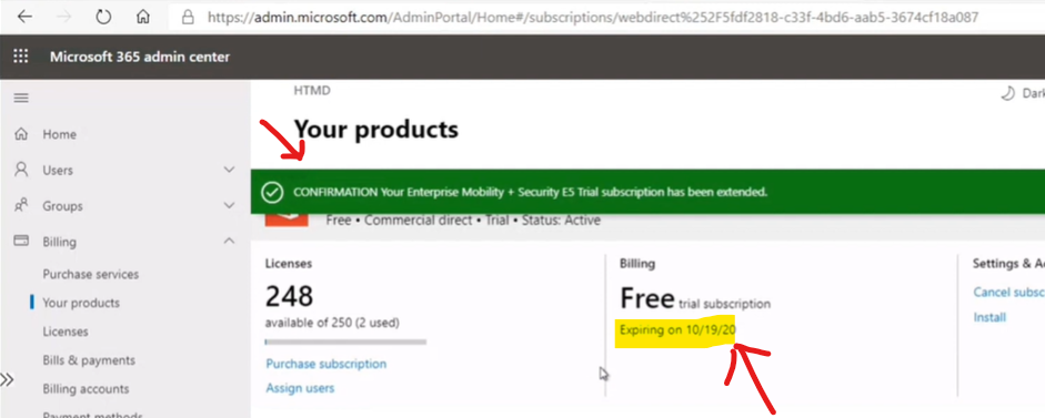 Extend Intune Trial Subscription Validity Version | Expire 3