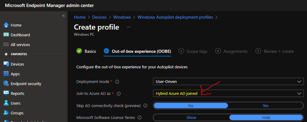 Windows Autopilot Azure AD PRT Primary Refresh Token