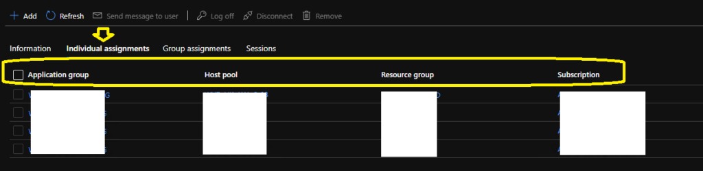 AVD Session Host Individual Assignment Details