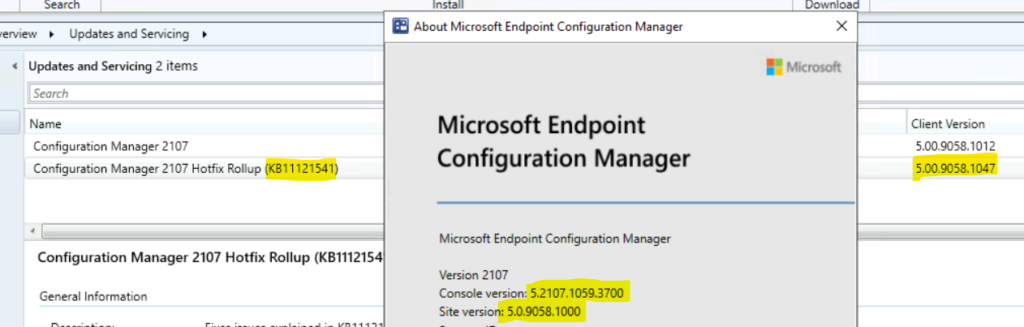 List of Fixed Issues with SCCM 2107 Rollup Update KB11121541