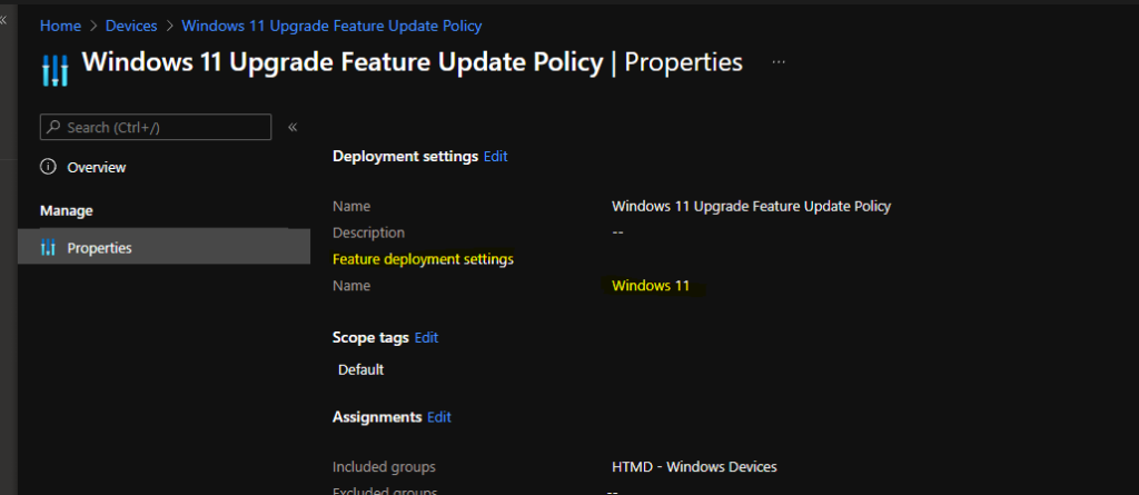 Windows 11 Feature Update Deployment Policy Fig 1