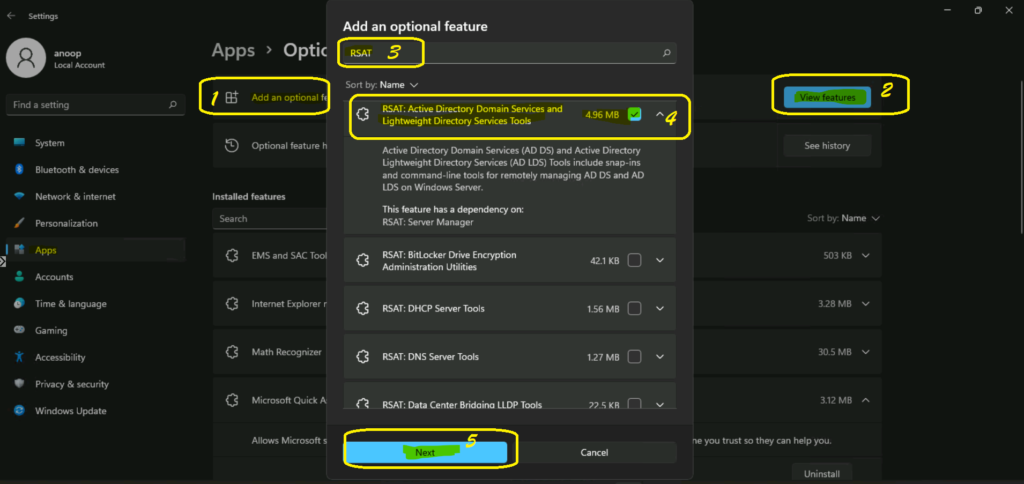 How to Install RSAT on Windows 11 PCs 5 How to Install RSAT on Windows 11 PCs 1