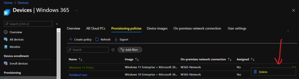 Fix Cloud PC Provisioning Policy Delete Option Grayed Out Issue