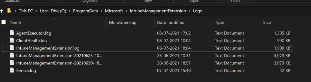  Intune Management Extension Logs 