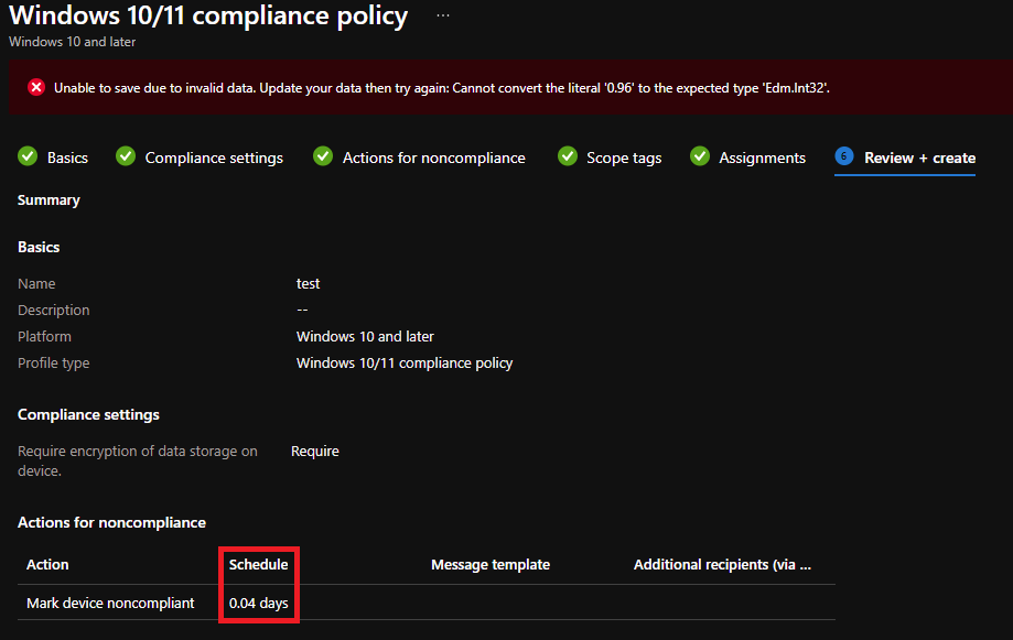 Configuring the Compliance Grace Period in Decimal Fraction