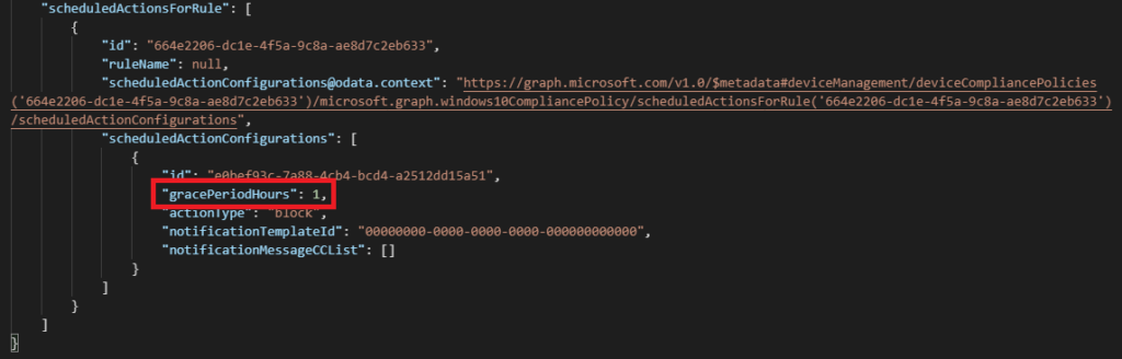  MS Graph to Configure BitLocker Compliance Grace Period in Decimal Fraction  