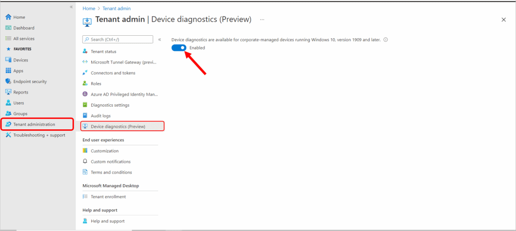 Collect Intune Logs from MEM Portal Diagnostic Data 12 How to Disable Collect Intune Logs option from MEM Portal Diagnostics