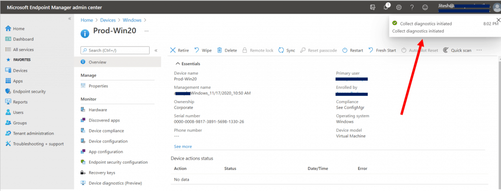 Collect Intune Logs from MEM Portal Diagnostic Data 5 Collect Intune Logs from MEM Portal 4