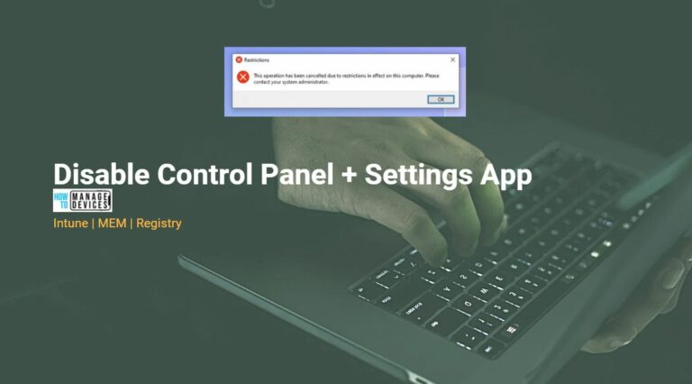 Disable Control Panel PC Settings Using Intune
