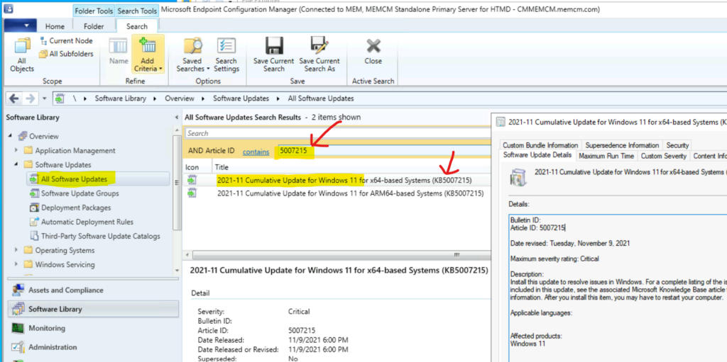  Deploy Windows 11 21H1 Patches KB5007215 and KB5006363 using SCCM 