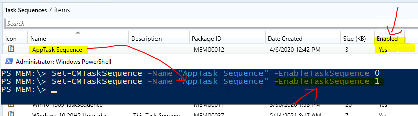 Enable SCCM Task Sequence Using PowerShell Command