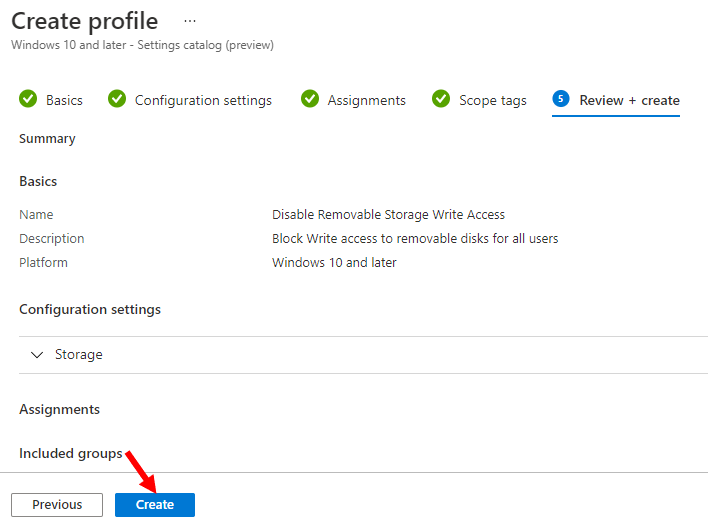 Disable Removable Storage Write Access Using Intune