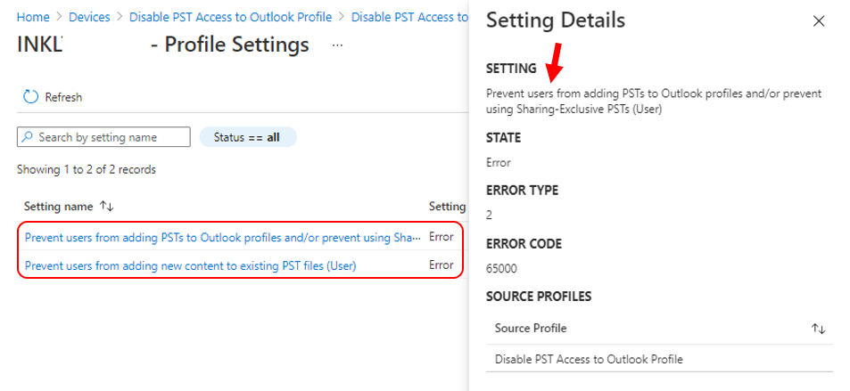 Intune Settings Catalog Profile Report 2