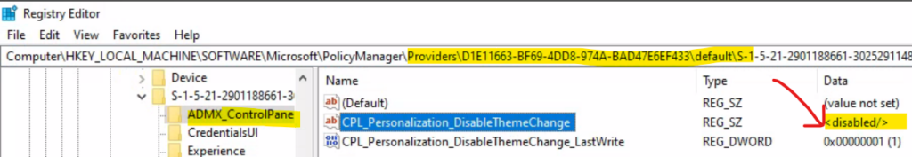  Prevent changing theme (User) - Intune Policy Tattooed or Not Tattooed? 