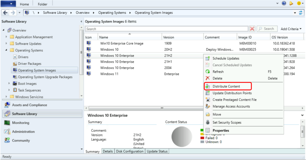 Click Distribute Content – Best Guide to Deploy Windows 10 21H2 Using SCCM  