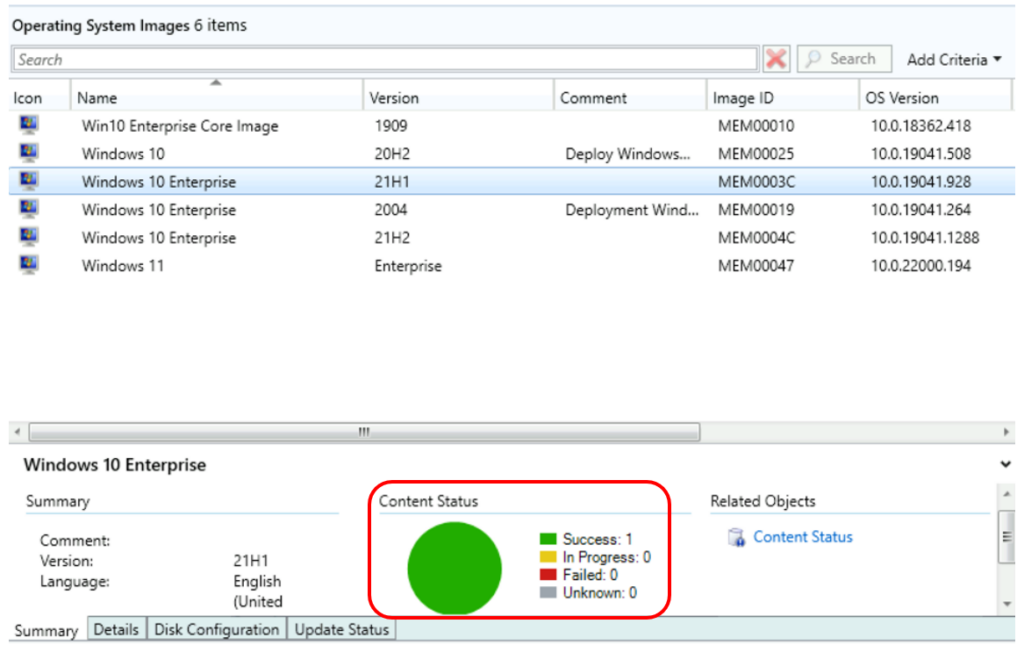 The task Distribute Content Wizard completed successfully – Deploy Windows 10 21H2 Using SCCM  