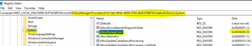  Registry Entries Disable Removable Storage Write Access Intune Policy 