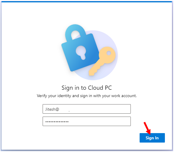 Sign in to Windows 365 Business Cloud PC