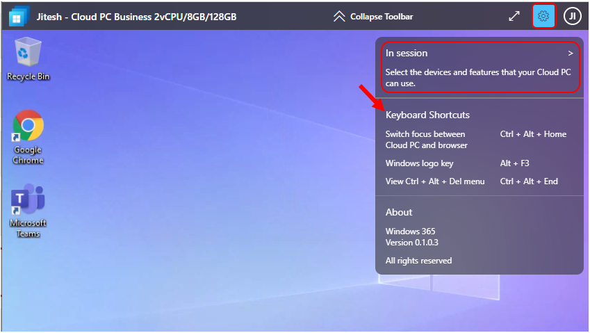 Windows 365 - Keyboard Shortcuts