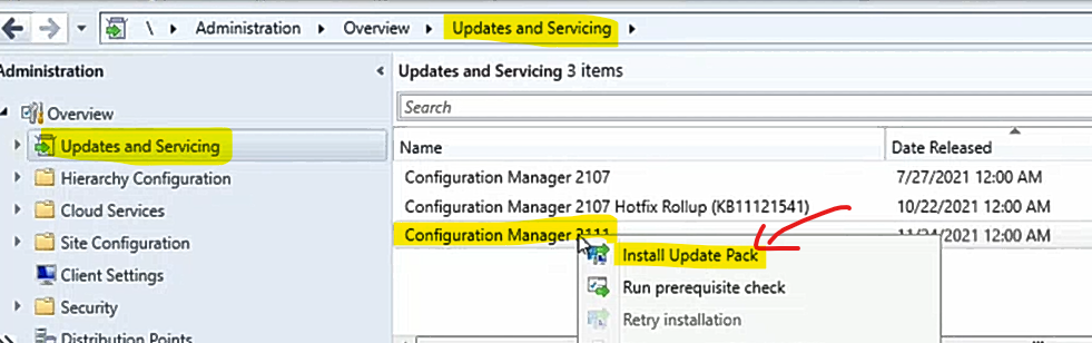  SCCM Primary Server Upgrade to 2111 