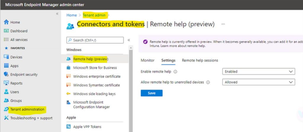 Remote help - ConfigMgr Technical Preview 2112 New Features