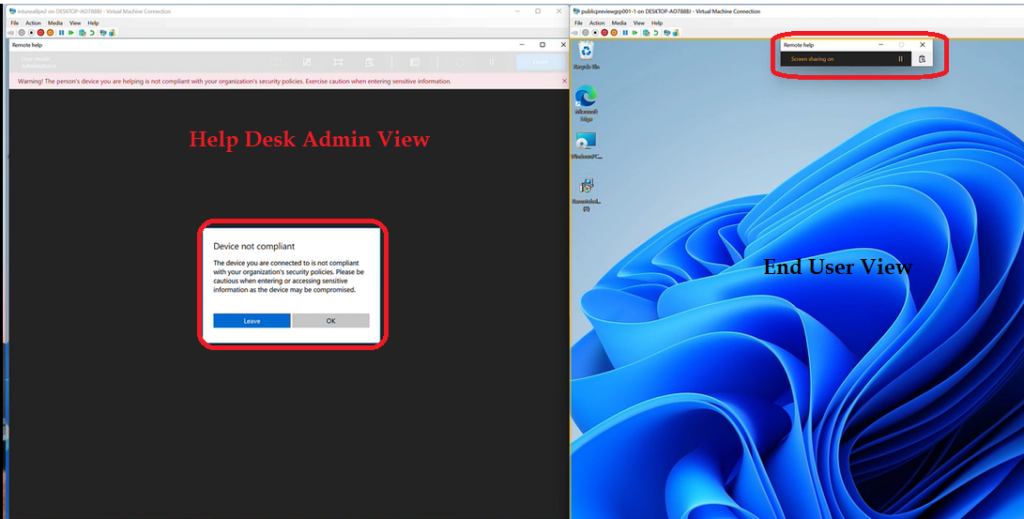 End User Experience of Remote Help Solution from MEM Intune